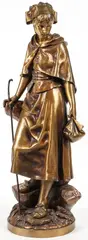 Eutrope Bouret, Adieu au Village or The Shepherd Girl, Bronze with gilt patina