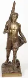 Emmanuel Fontaine, Retour de la Peche aux Crevettes, Bronze with dark brown patina