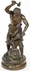 Le Forgeron by Adrien Étienne Gaudez, Bronze with dark brown patina, sold Apr 2026