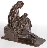 Felix Desruelles, Motherhood, Bronze with dark brown patina