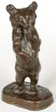 Eli Harvey, Standing Bear Cub, Bronze statue with dark brown patina