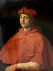 Raphael, Portrait of a Cardinal, Oil on chamfered wood panel