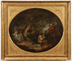 George Morland, Travelers Resting in a Wooded Landscape, Oil on canvas