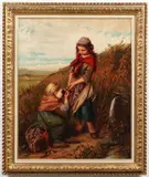 Henry Campotosto, Two Girls at the Well, Oil on panel