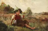 Marie M. Wunsch, Girl Wearing Lily Pad Hat, Oil on canvas