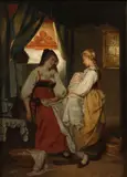 Théodore Gérard, The New Arrival, Oil on wood panel