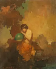 Ettore Caser, Blowing Bubbles, Oil on canvas
