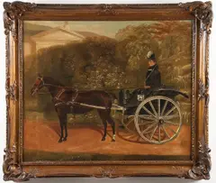 Walter Harrowing, Elegant Woman with Buggy, Oil on canvas