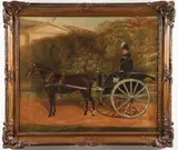 Walter Harrowing, Elegant Woman with Buggy, Oil on canvas