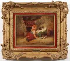 George Hepper, Best Friends, Oil on wood panel