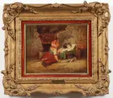 George Hepper, Best Friends, Oil on wood panel