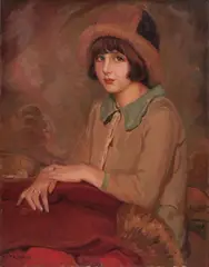 Joseph Newman, Portrait of Young Girl Wearing Hat, Oil on canvas
