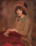 Joseph Newman, Portrait of Young Girl Wearing Hat, Oil on canvas