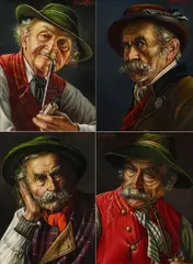 Inge Wolfle, Four Tyrolean Portraits, Each oil on board