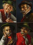 Inge Wolfle, Four Tyrolean Portraits, Each oil on board