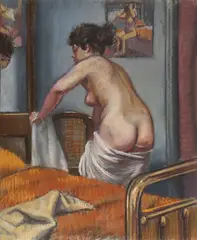 French School, Woman Undressing in Her Bedroom, Pastel on paper
