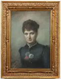 French School, Young Beauty with Carnation Corsage, Pastel on paper