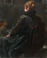 Woman Seated in an Interior with Children by European School, Oil on canvas, sold Apr 2026
