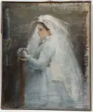 Armand Laroche, Her First Communion, Pastel on canvas