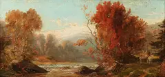Jasper Francis Cropsey, Fall River Landscape with Figures, Oil on canvas