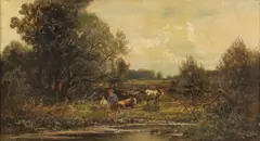 Carl Weber, Gone Fishing, Oil on canvas laid down on board