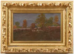 Ben Foster, Sheep Pasturing in the Moonlight, Oil on canvas
