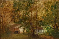 Alexander Helwig Wyant, Cabins in the Catskills, Oil on canvas