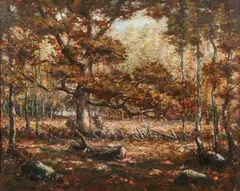 Henry Ward Ranger, Wood Interior, Oil on canvas