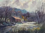 Robert C. Gruppe, Vermont Stream, Oil on canvas board