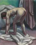 French School, Nude Drying Off After Bath, Pastel on paper