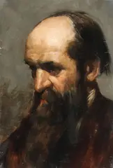 Munich School, Portrait of a Bearded Man, Oil on canvas board
