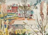 Lela M. Briggs, Early Spring Cityscape, Watercolor on paper