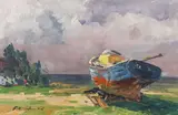 Paul Ernst Wilke, Boat at Drydock, Oil on canvas