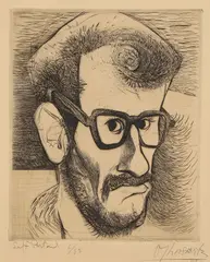 Mauricio Lasansky, Self Portrait, Dry point etching on paper