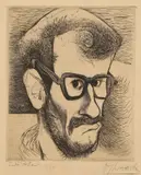 Mauricio Lasansky, Self Portrait, Dry point etching on paper