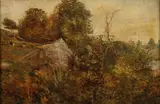 Alexander Helwig Wyant, Summer Landscape with Rocky Outcrop, Oil on canvas