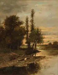 Philippe Pavy, Sunset on the Loire, Oil on canvas