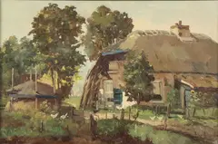 Dutch School, Farm Yard with Chickens, Oil on canvas
