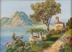 Alois Arnegger, Italian Coastal Scene, Oil on canvas