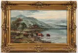William Langley, Cattle Watering in a Scottish Highland Loch, Oil on canvas