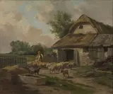 Clement Charles Henri Quinton, Moving Sheep, Oil on canvas