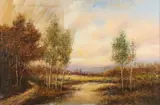 J.S. Proctor, Landscape with Stream, Oil on canvas
