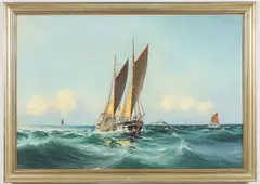 Theodor Skovgaard, Sailing Ships, Oil on canvas
