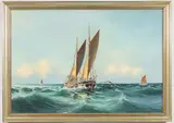 Theodor Skovgaard, Sailing Ships, Oil on canvas
