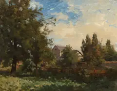 French School, Impressionistic Summer Landscape with Farmyard, Oil on canvas