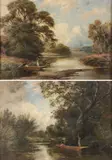Edward John Cobbett, Punting on the Thames, One oil on canvas and one oil on canvas laid down