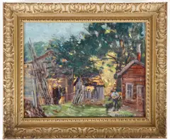 Harry Newman, Summer Farm Scene, Oil on board