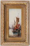 Karl Kaufmann, Boats in Harbor, Oil on panel