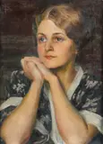 Emil Rosenstand, Portrait of a Beautiful Young Woman in Thought, Oil on canvas