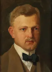 Munich School, Portrait of a Young Man in Bow Tie, Oil on board